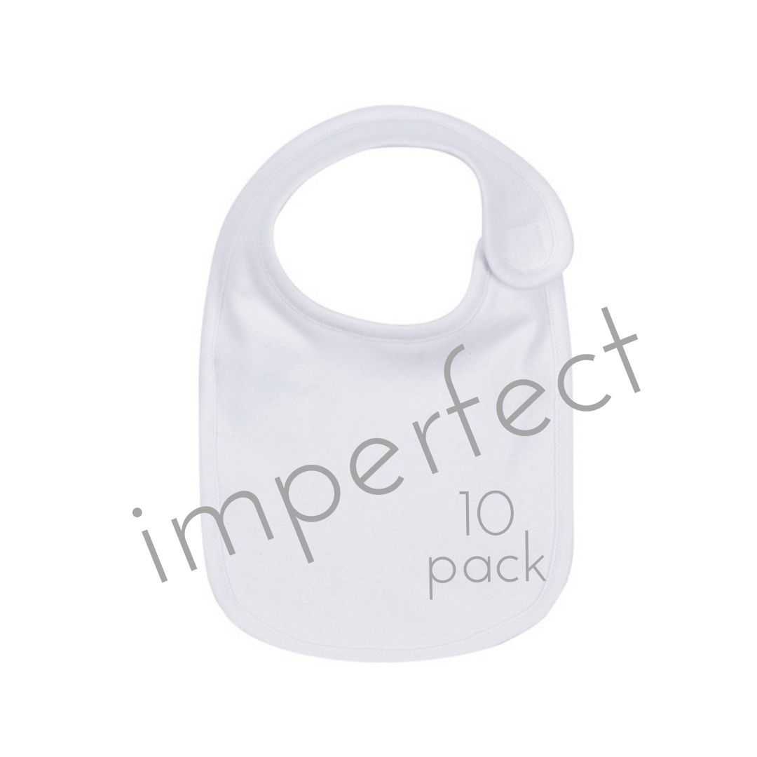 IMPERFECT  Blank Infant Baby Bib- Plain 10 Pack
